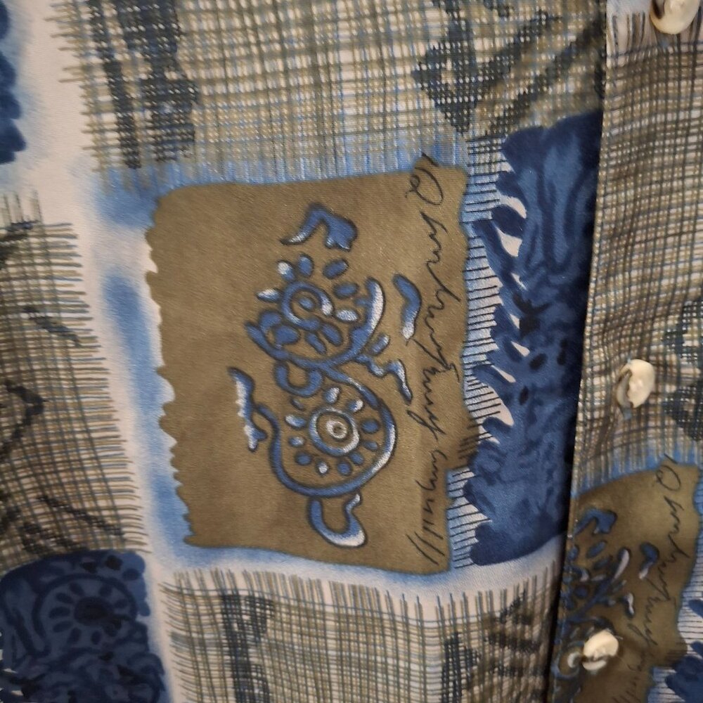 Selected By Kelin Collection Vintage Mens XL Long Sleeve Shirt Blue Brown Tan - Picture 4 of 8